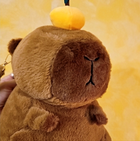 Cute Brown Plush Capybara Backpack Bag 12"H - Picture 4 of 6